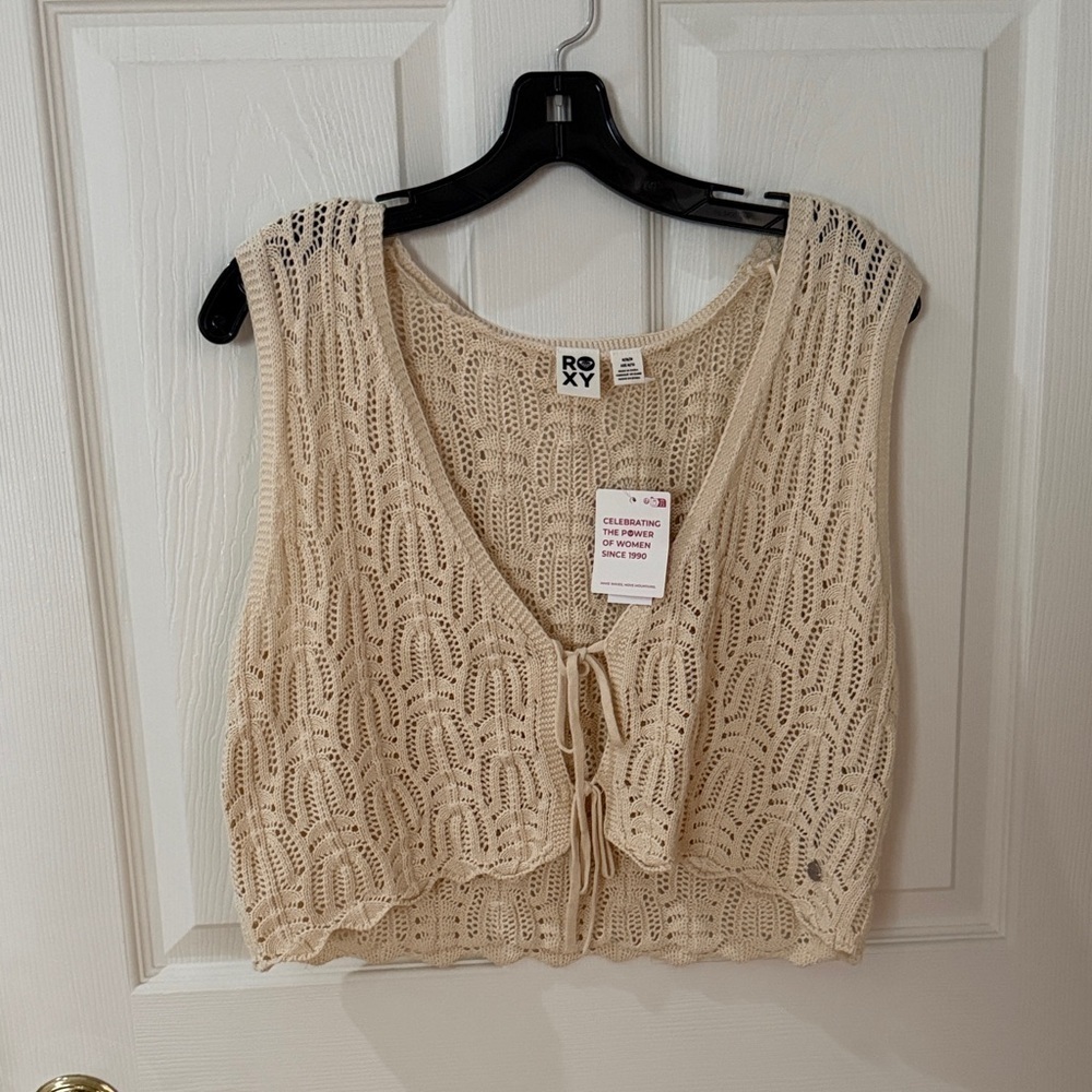 NWT Roxy Beige Crochet Crop Top MEDIUM